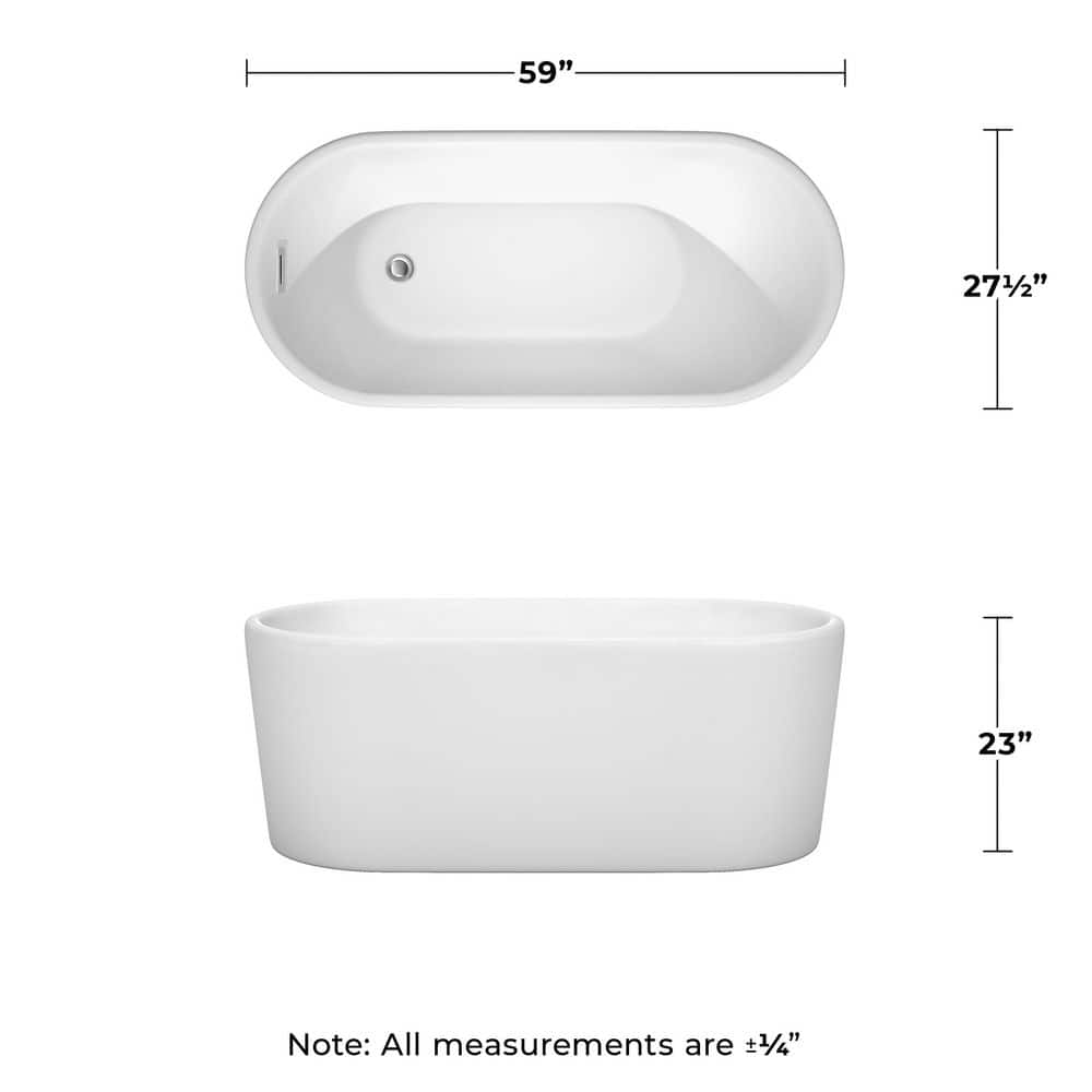 Ursula 59'' White Acrylic Freestanding Soaking Bathtub