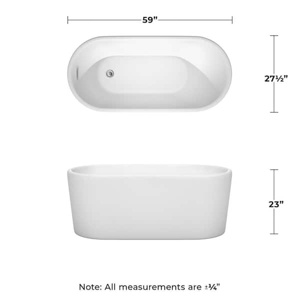 Ursula 4.91 ft. Acrylic Classic Flatbottom Non-Whirlpool Bathtub in White Ursula 4.91 ft. Acrylic Classic Flatbottom Non-Whirlpool Bathtub in White