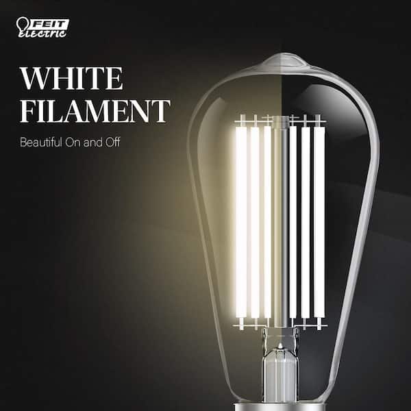 60-Watt Equivalent ST19 Dimmable White Filament Clear Glass E26 Vintage Edison LED Light Bulb Soft White 2700K (16-Pack)