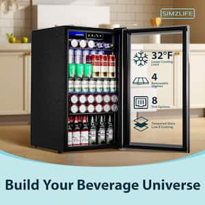 17.5 in Single Zone 126-Cans Freestanding/ Built-in Beverage and Wine Cooler Fridge in Silver Stainless Steel