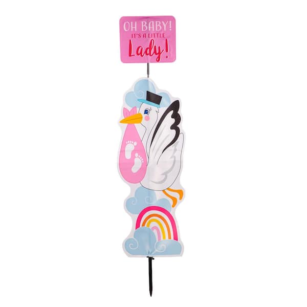 Evergreen Enterprises 61 in. Oh Baby It's a Little Lady Fabric Garden Stake