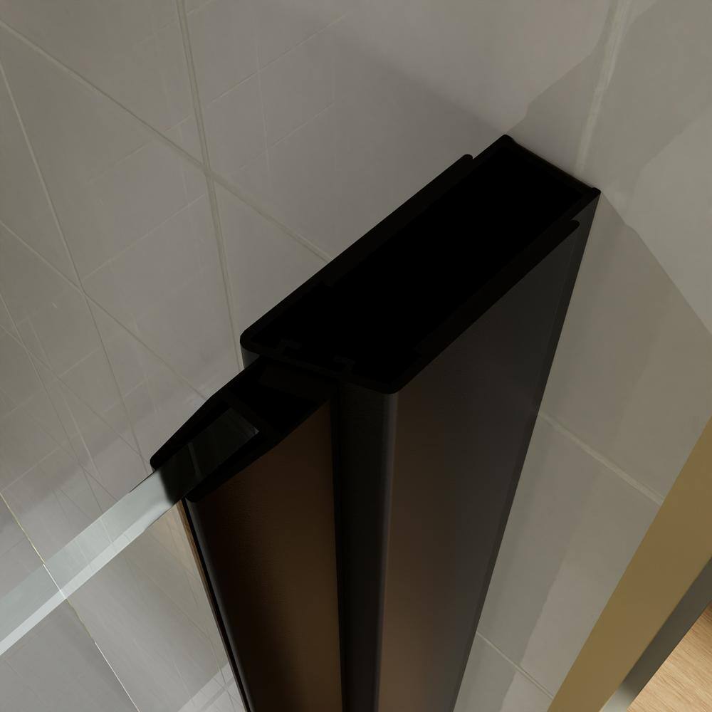 36" x 72" Frameless Black Pivot Shower Door with Clear Glass