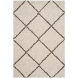 Hudson Shag Ivory/Beige 6 ft. x 9 ft. Geometric Area Rug