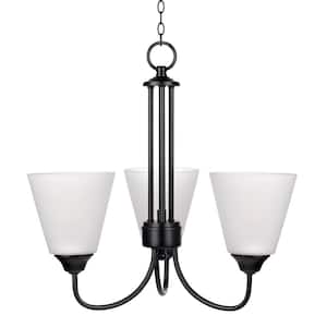 Macario 3-Light Black Dimmable Classic Chandelier for Kitchen Island with Frosted Glass Shade and No Bulb Included
