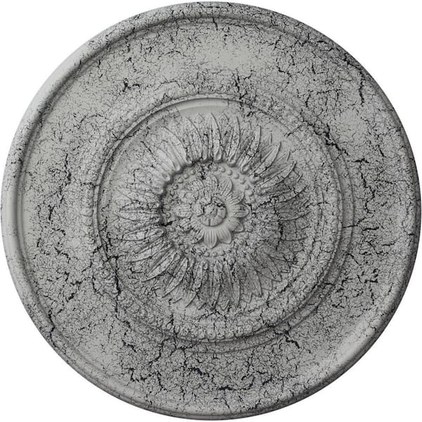 Ekena Millwork 2-1/2 in. x 41-1/8 in. x 41-1/8 in. Polyurethane Large Floral Ceiling Medallion, Ultra Pure White Crackle
