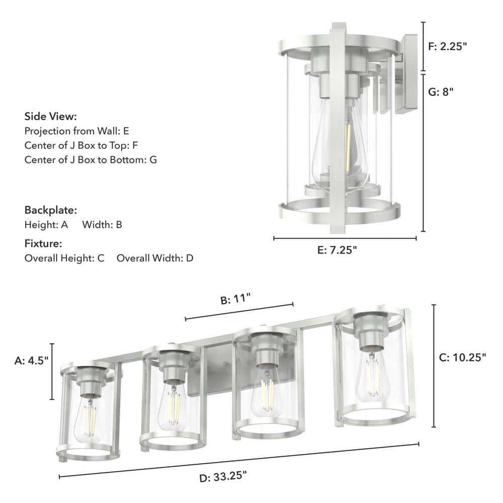 Astwood 33'' Brushed Nickel Cylinder Vanity Light for Damp Spaces