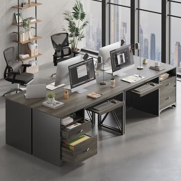 Bestier 55 in. Desk with 2 Drawers Industrial Style Office Bestier 55 in. Desk with 2 Drawers Industrial Style Office