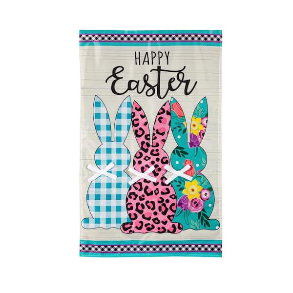 Evergreen Enterprises 2-1/3 ft. x 3-2/3 ft. Bright Bunnies House Applique Flag