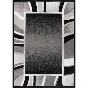 Premium Black/Grey 9 ft. x 12 ft. Modern Area Rug