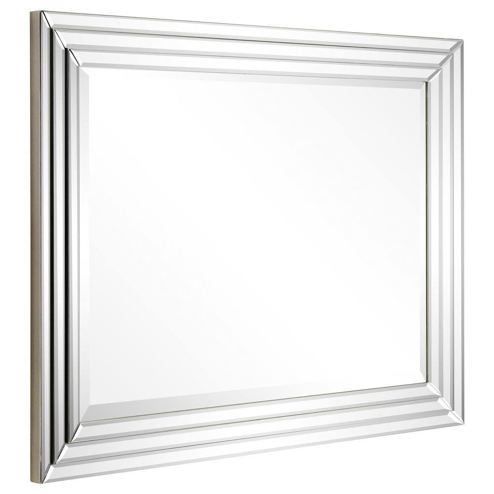 Silver Rectangular Full Length Wood Frame Wall Mirror