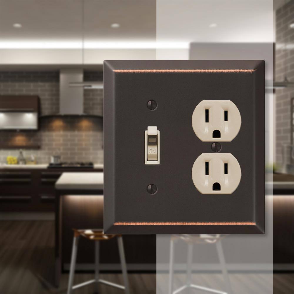 Aged Bronze 2-Gang Toggle and Duplex Wall Plate