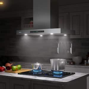 36 in. 900 CFM Ducted Island Mount with LED light Range Hood in Stainless Steel