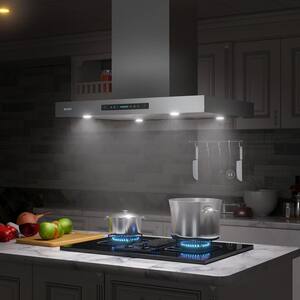36 in. 900 CFM Ducted Island Mount with LED light Range Hood in Stainless Steel
