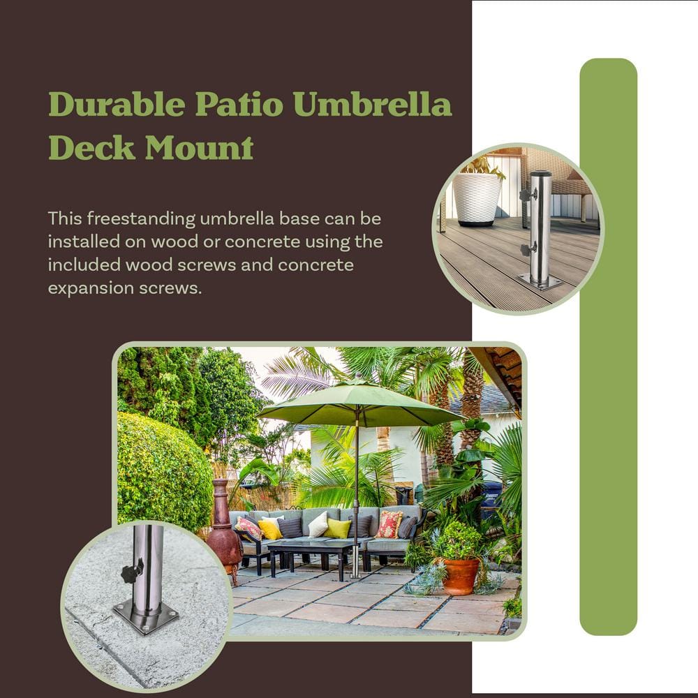 Stainless Steel Adjustable Inground Patio Umbrella Base