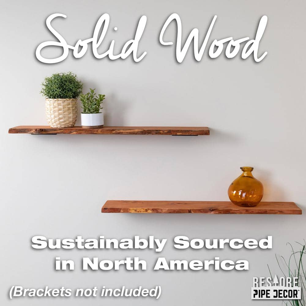 36" Sunset Cedar Live Edge Solid Wood Wall Shelf Set