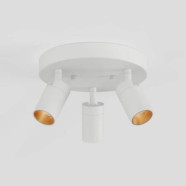 Shura White 3-Light Round Ceiling Light with Rotatable Heads, Integrated LED Bulbs, Fixed Track, 3000K, 1365 Lumen
