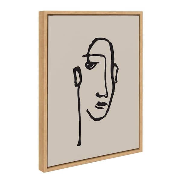 Kate and Laurel Sylvie Minimalist Neutral Line Art Drawing Face by the Creative Bunch Studio Framed Art Print 18 in. x 24 in.