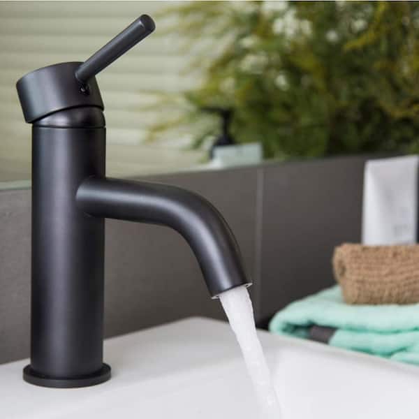 Single-Handle Single-Hole Bathroom Faucet in Matte Black