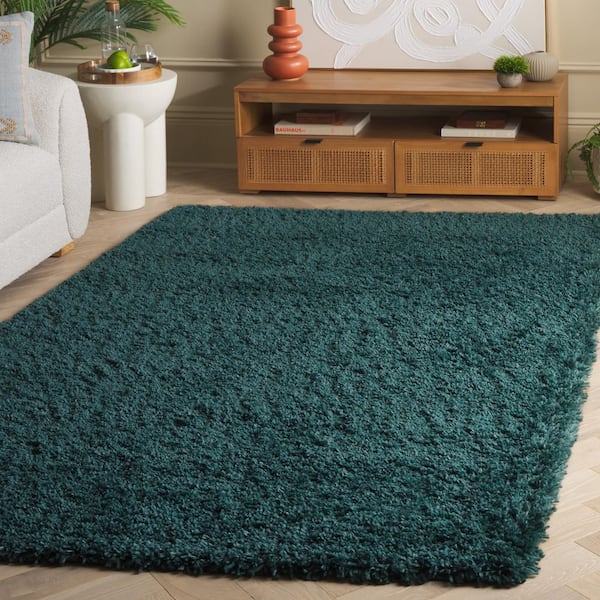Fontana Shag 5 ft. x 8 ft. Dark Green Solid Area Rug