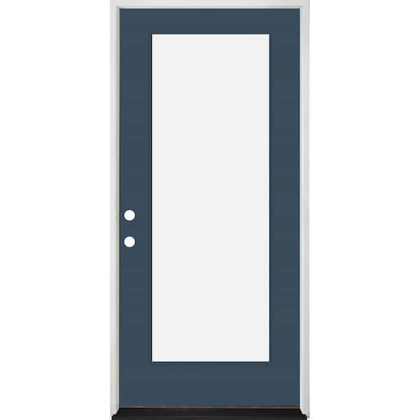 Steves & Sons Legacy 30 in. x 80 in. Full-Lite Clear Glass RHIS Dark Denim Finish Fiberglass Prehung Front Door