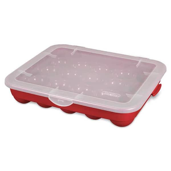 2-Pack 60-Quart Plastic Clear Ornament Storage Box with Hinged Lid