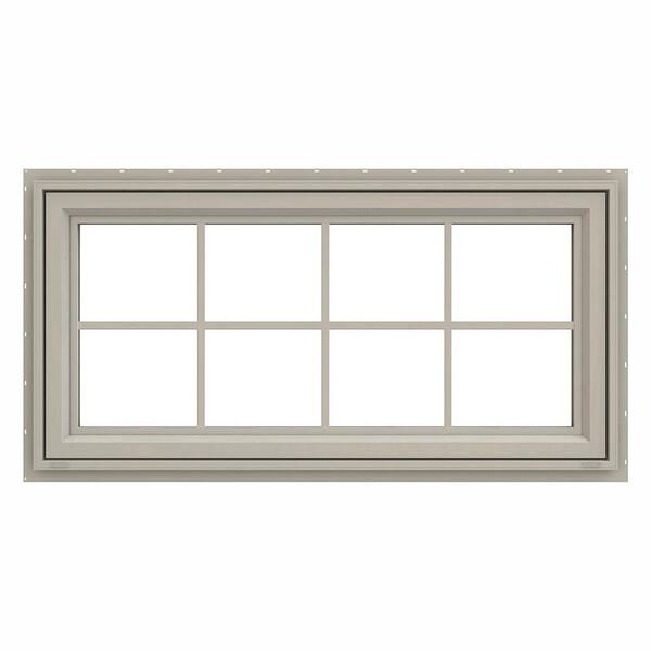 JELD-WEN 47.5 in. x 23.5 in. V-4500 Series Desert Sand Painted Vinyl Awning Window with Colonial Grids/Grilles