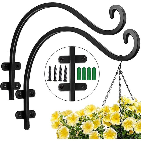 Cubilan 16 in. Hanging Plant Hooks for Outside Baskets Wall Mount Plant  Bracket for Bird Feeder (2-Pieces) Iron B0BKK67WDL - The Home Depot