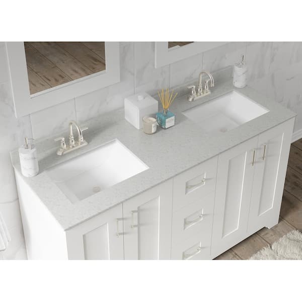 J Collection 61 In W X 22 D, 61 Inch Double Sink Vanity Top Marble