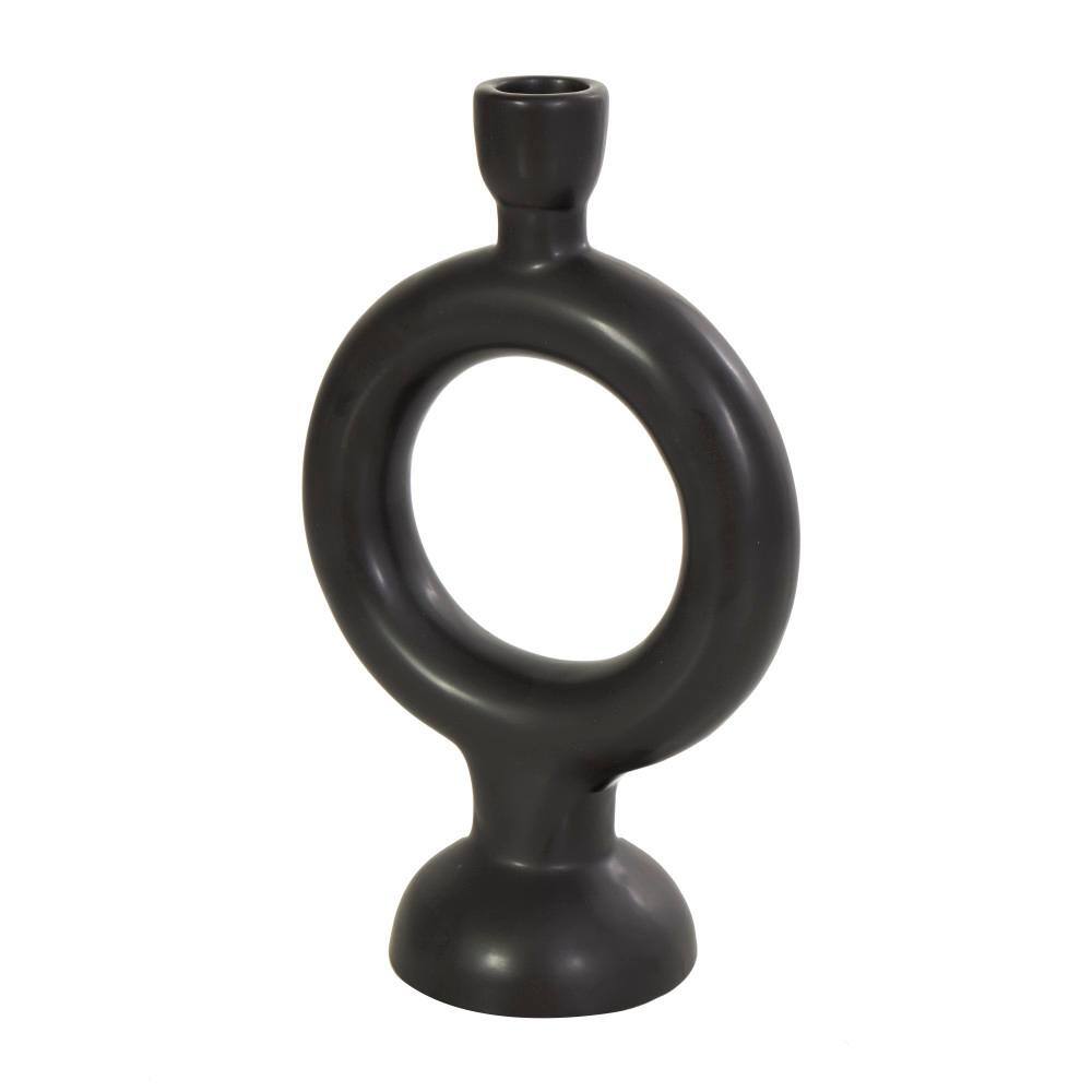 Modern Black and White Ceramic Circular Candlestick Set