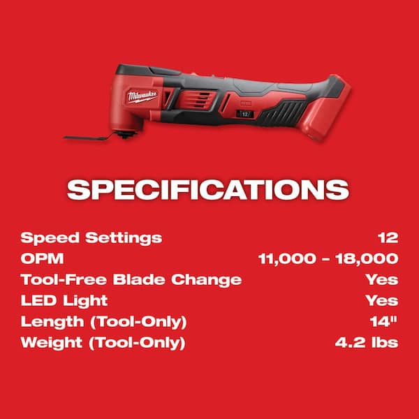 Milwaukee M18 18-Volt Lithium-Ion Cordless Oscillating Multi-Tool 