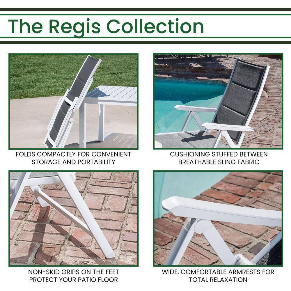 Regis Gray and White Aluminum Sling Folding Chaise Lounger