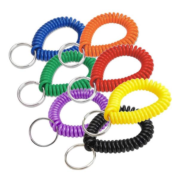 Assorted Colors Wrist Coil Key Ring Display (25-Jar)