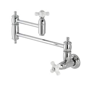 Restoration 2-Handle Wall Mount Pot Filler in Polished Chrome