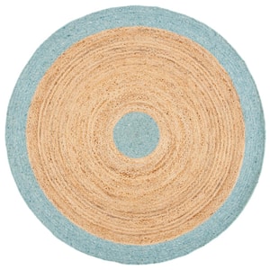 Braided Blue Natural 5 ft. x 5 ft. Round Area Rug