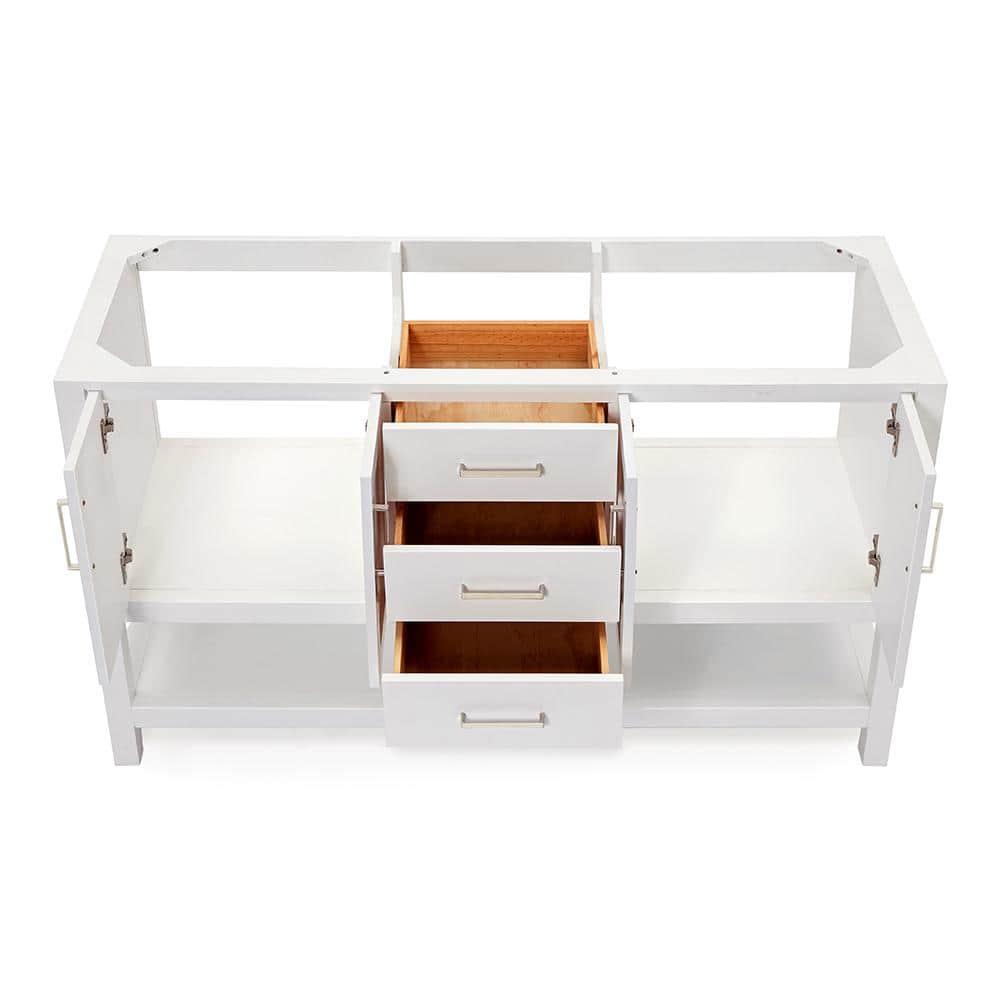 60'' White Double Freestanding Bathroom Vanity Base