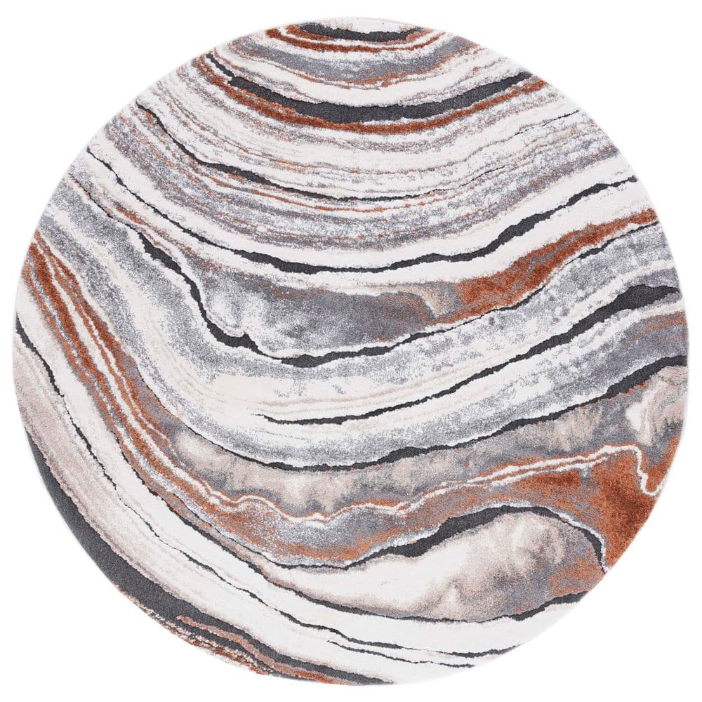 Cyrus Shag 7 ft. x 7 ft. Gray/Rust Foliated Marble Round Area Rug price history on PriceWatchPro