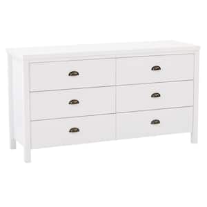 Boston 6-Drawer White Dresser 30''H x 55''W x 18''D