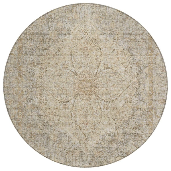 Chantille Machine Washable Indoor/Outdoor Abstract ACN2136 Beige 8 ft. x 8 ft. Area Rug