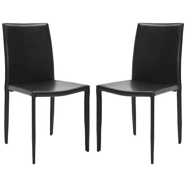 Safavieh Karna Black Bonded Leather Dining Chair Fox2009b Set2 The Home Depot 8697