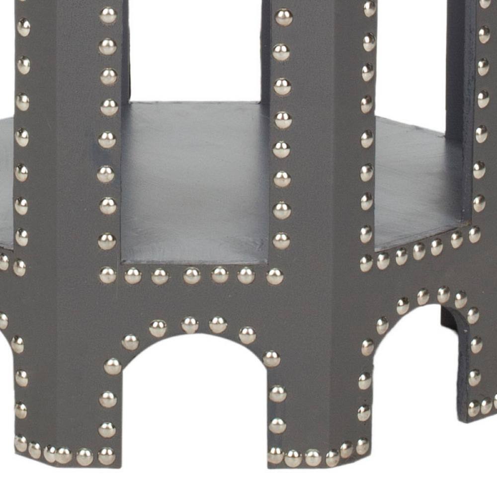 Gray Transitional Wood and Metal Octagonal End Table