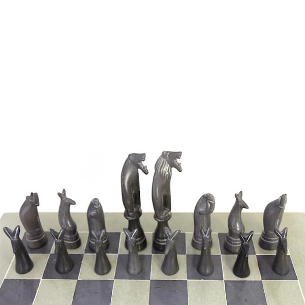 Soapstone Hand-Carved Chess Set - African Maasai Tribe Pieces