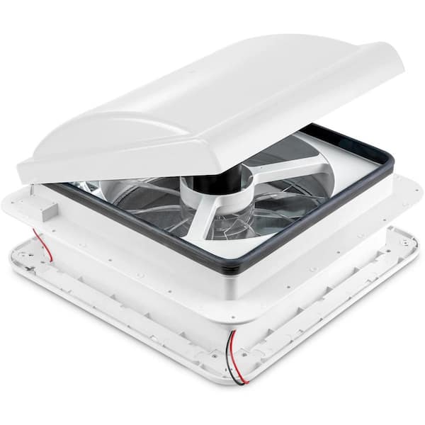 3.75 in. x 14 in. Manual RV Roof Vent Fan with 3-Speeds and LED Light - White