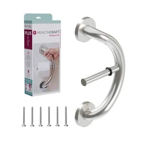 Plus, 14 in. Concealed Screw Grab Bar And Toilet Paper Holder, Decorative Grab Bar ADA Compliant in Brushed Stainless