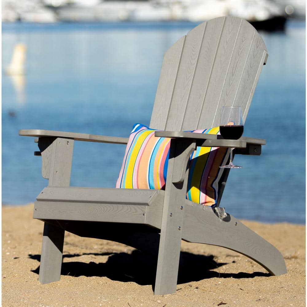 Gray All-Weather Recycled Plastic Adirondack Chair Set with Arms