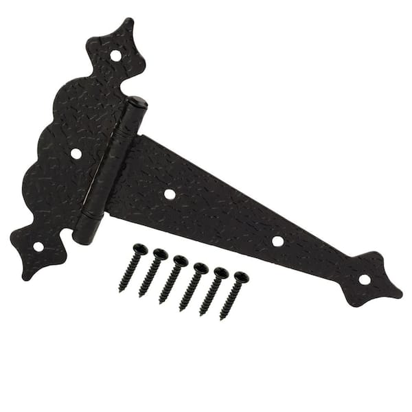 Heavy duty wrouht iron gate hinge hangers with 8mm  pins painted black 2 off 