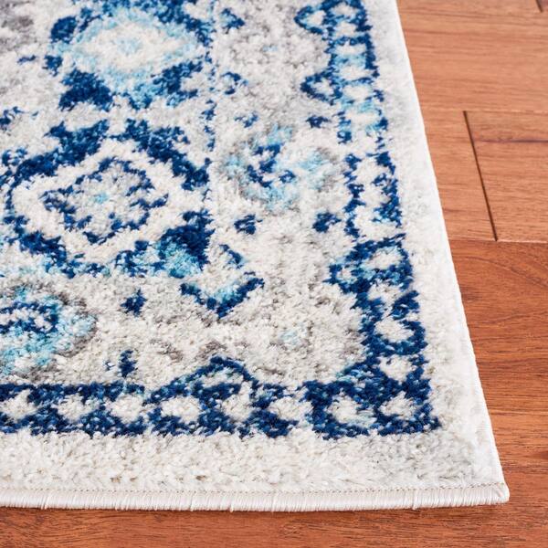 SAFAVIEH Tulum 4 ft. x 6 ft. Ivory/Blue Medallion Diamond Area Rug