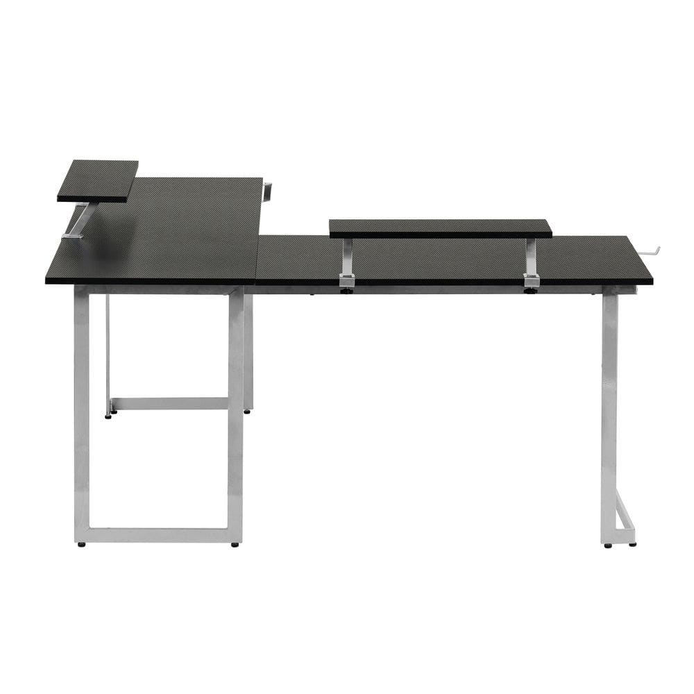 Techni Sport Warrior L-Shaped Gaming Desk with Cup Holders and Headphone Hook