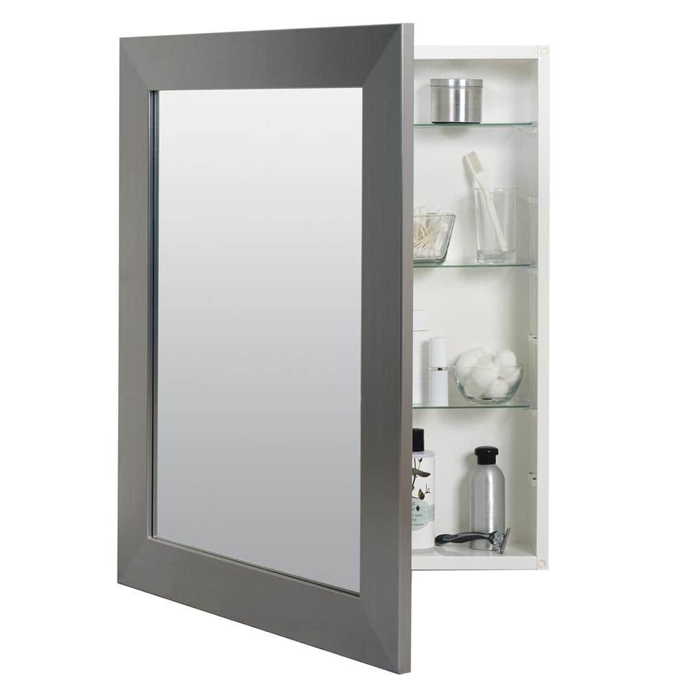 Zenna Home 24.5 in. W x 30.5 in. H Silver Brushed Nickel Recessed