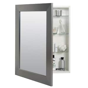 24.5 in. W x 30.5 in. H Silver Brushed Nickel Recessed/Surface Mount Medicine Cabinet with Mirror