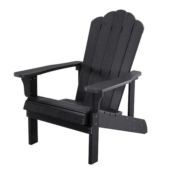 Misopily Outdoor Black Folding Plastic Adirondack Chair, Patio Chair Weather Resistant